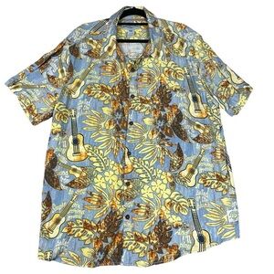 Margaritaville Floral Guitar Hawaiian Jimmy Buffet Button Up Shirt - Sz XXL